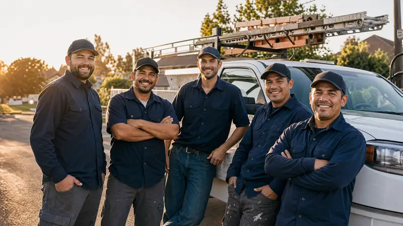 The Apex crew standing in front of their work truck